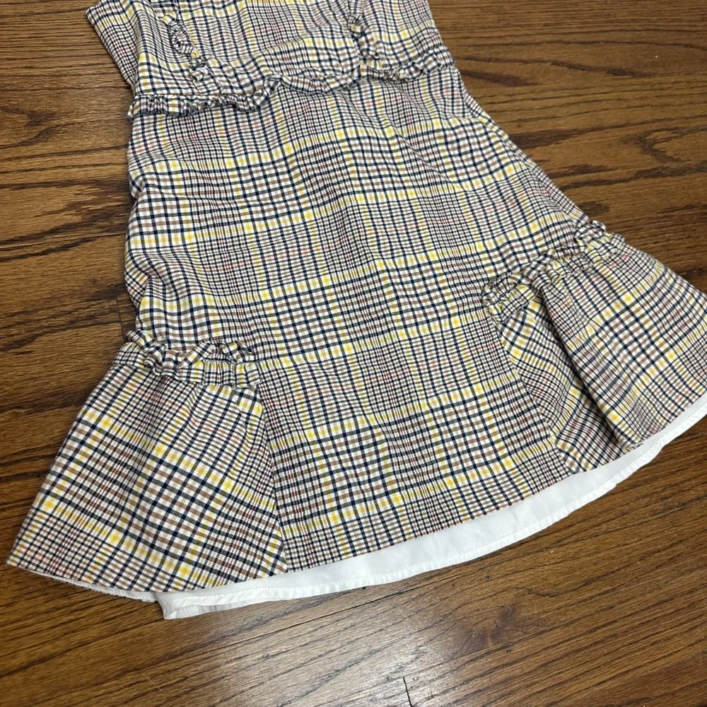 Janie and Jack Girls Size 8 Plaid Ruffle Sleeveless Dress Preppy Classic Fall